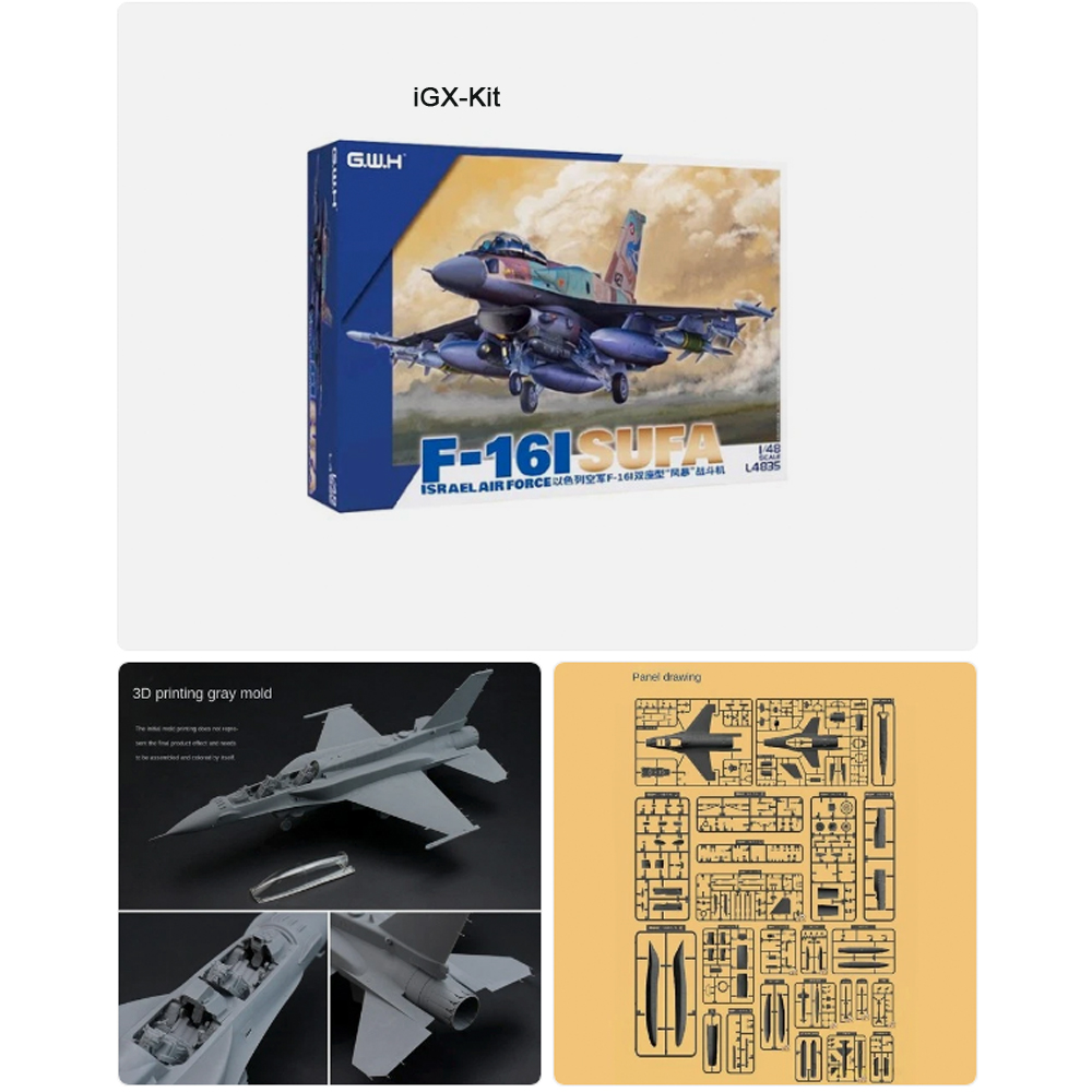 Model Kit F16 - グレートウォール L4835 1/48スケール イスラエル軍 F16 F16I