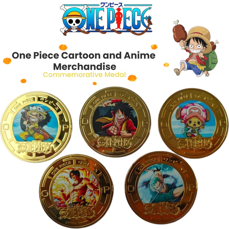 Model Kit One Piece - ワンピースの漫画キャラクターをモチーフにしたクリエイティブな金属製記念コイン、アニメ周辺グッズのギフト玩具、男の子向けコスプレ小道具ギフト