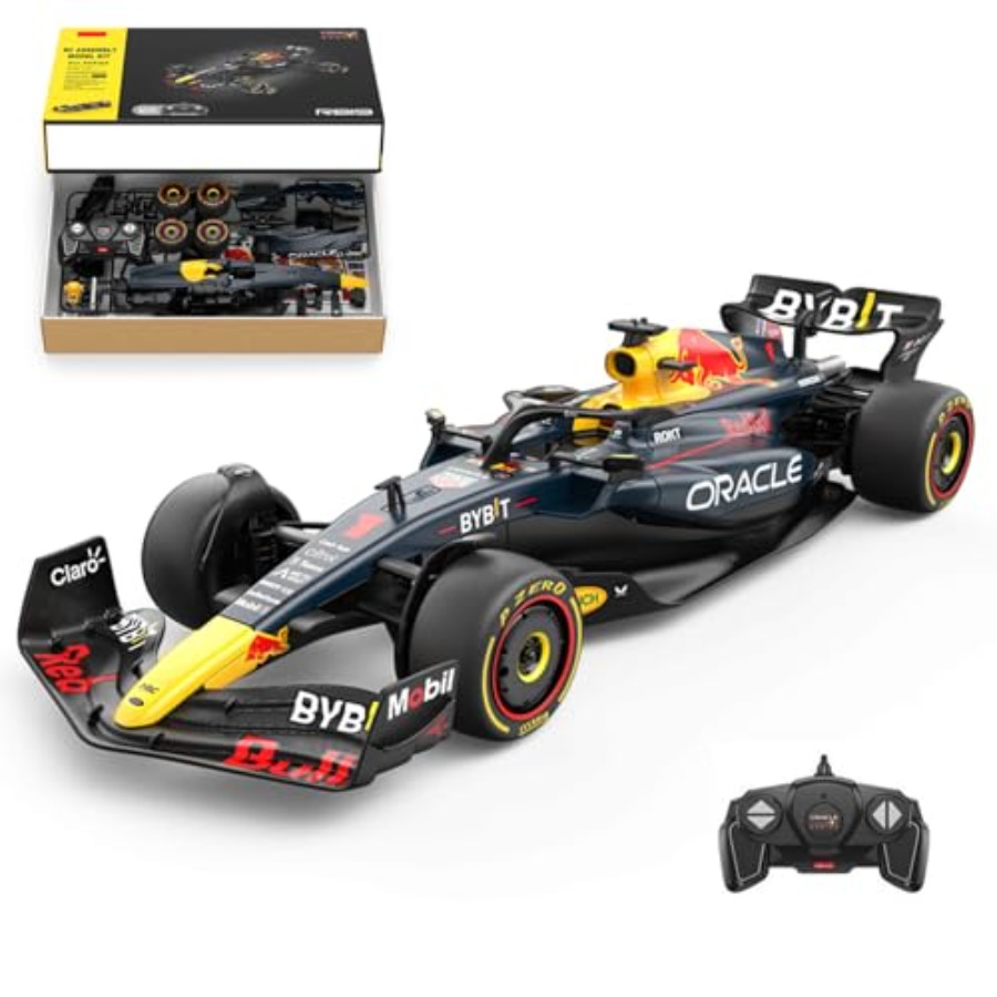 Model Kit F16 - F1 RCカーキット（レーシング用途）、ABS樹脂製、青色、55ピース組み立て式モデル、速度3-4KM/H、電動モーター付き