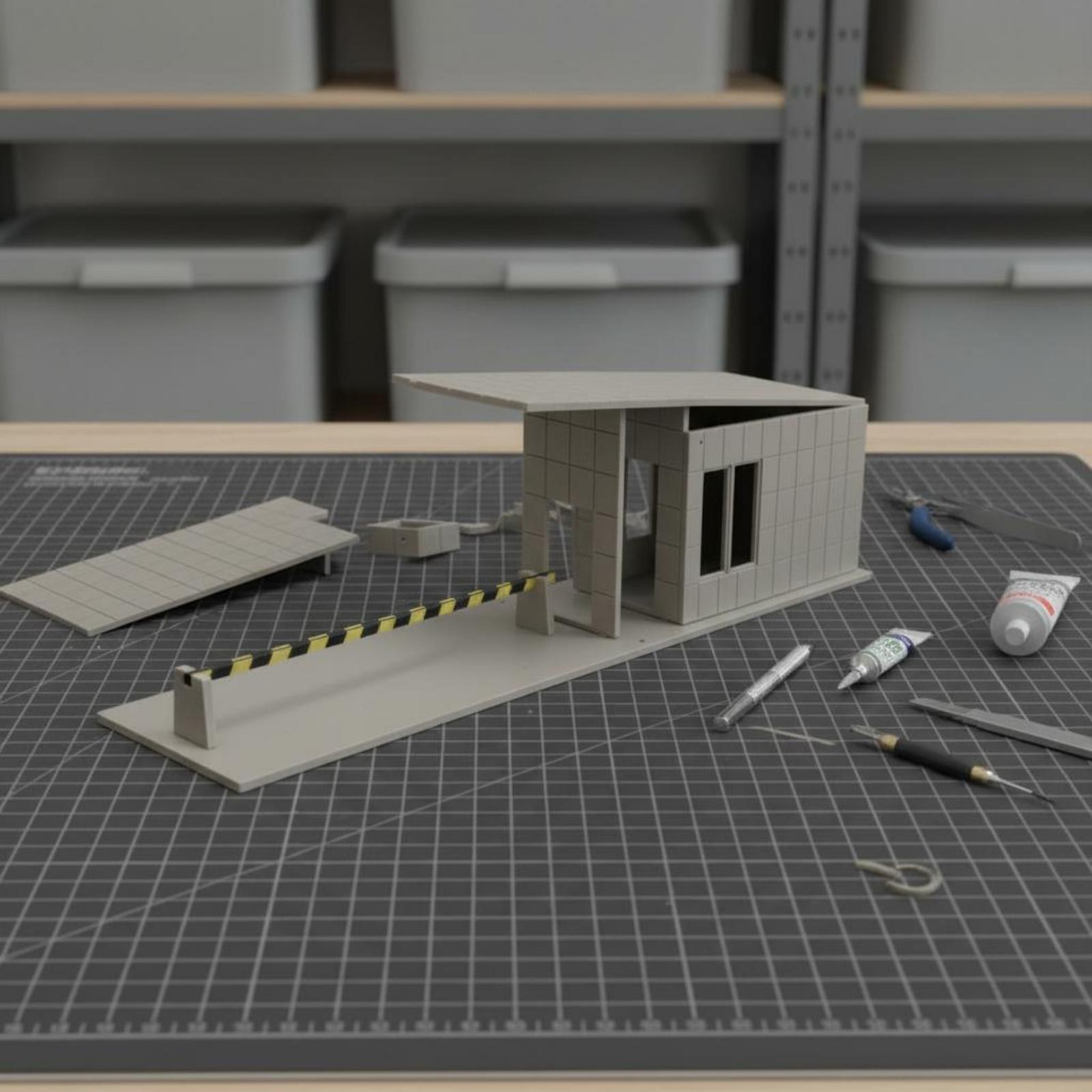 Model Kit House - セキュリティブースモデル 接着剤不要 組み立て式ハウスキット 塗装可能