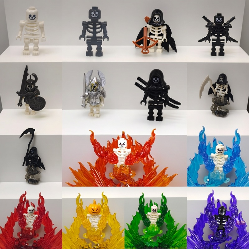 Model Kit Horse - ハロウィンスケルトンアーミーミニドールMOCビルディングブロックDIY組み立て式ビルディングブロックキャラクタードールスケルトンホースオーナメントおもちゃ
