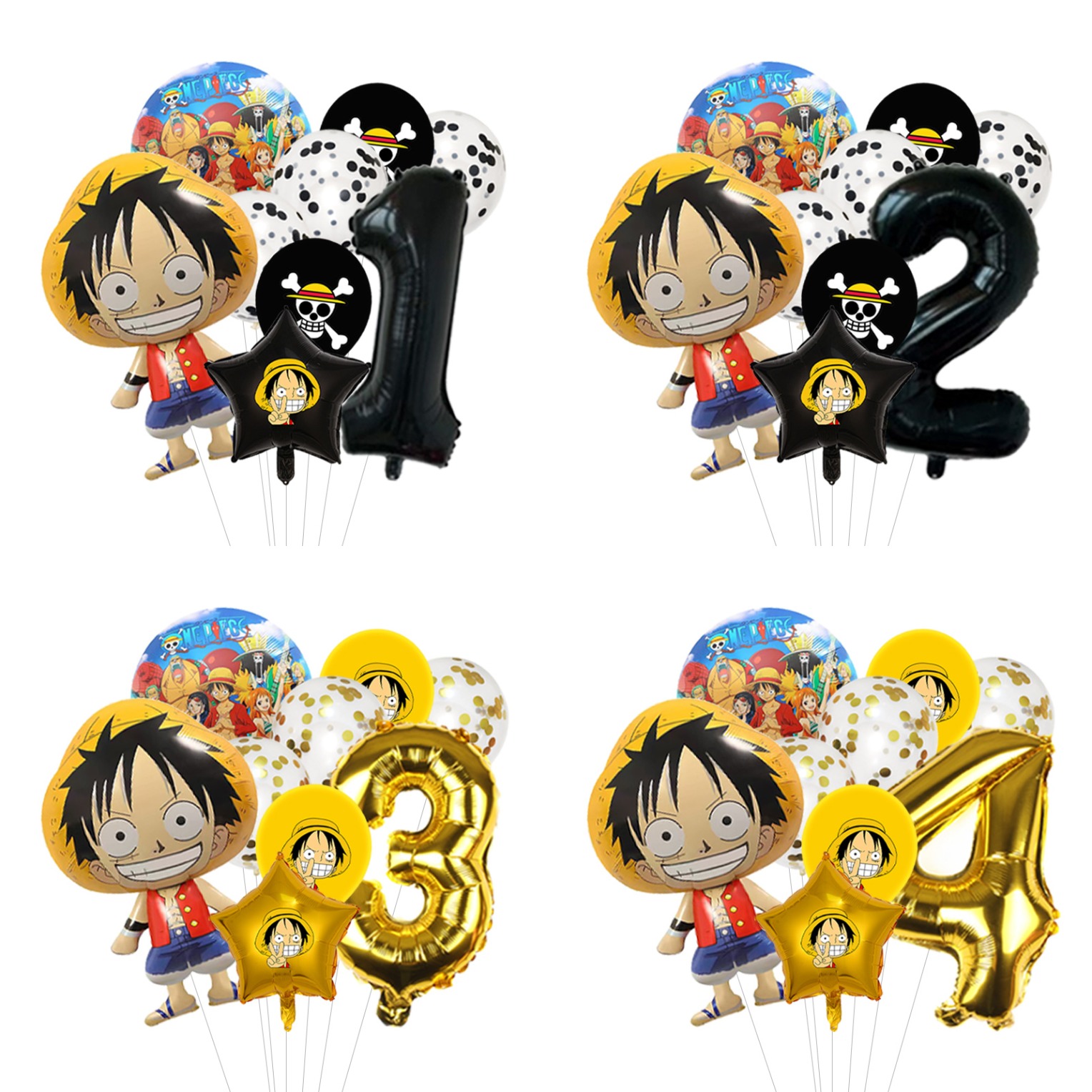 Model Kit One Piece - ワンピース 誕生日バルーンキット ルフィ ホイルマイラーとカラーラテックス アニメフォトブース背景用