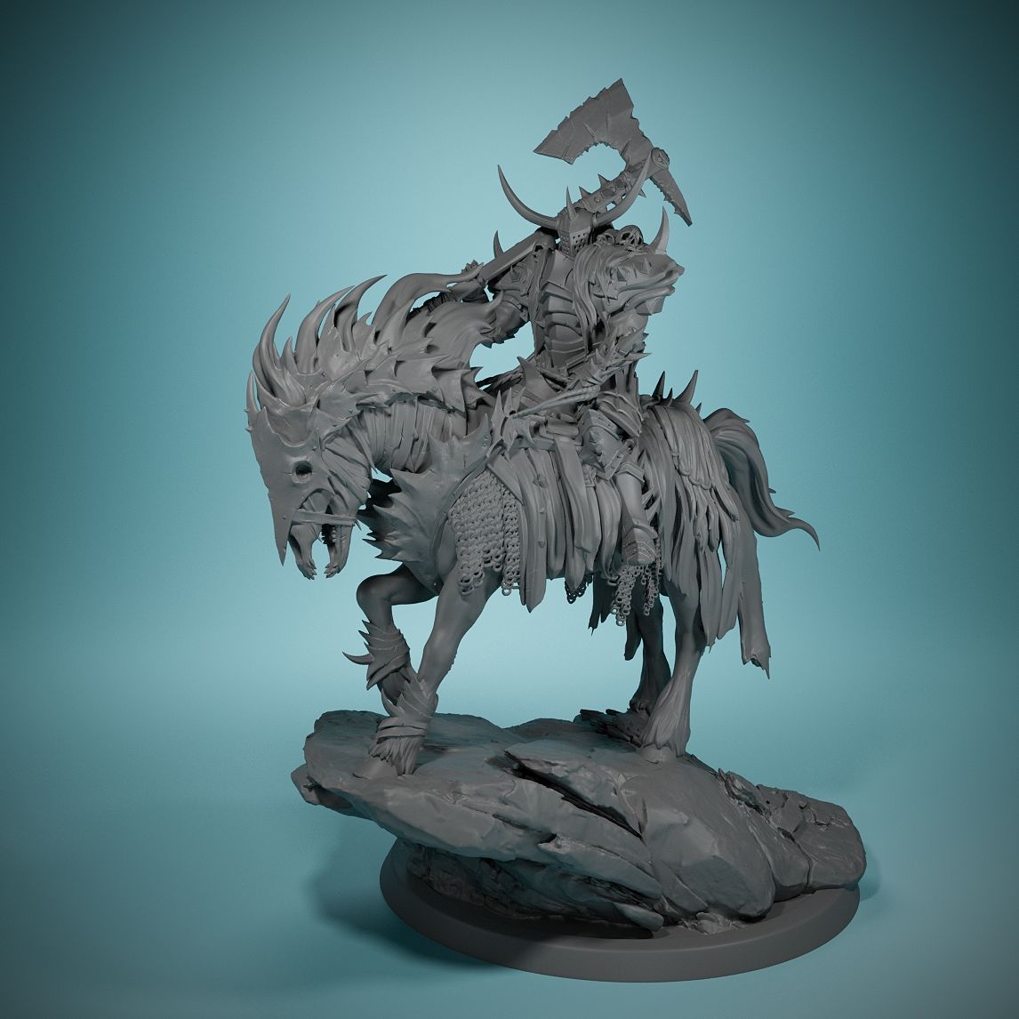 Model Kit Horse - 80 ミリメートルダークナイトデスホースボードゲームチェスの駒馬上の戦士樹脂モデル DIY 着色自己組み立て置物
