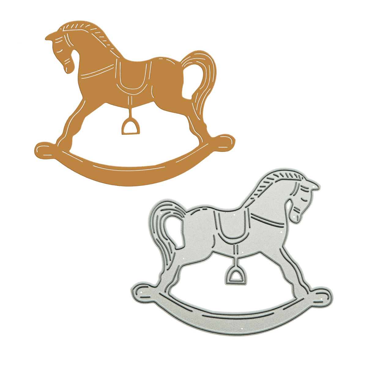 Model Kit Horse - 芸術的な装飾のための金属のカッティングスクラップブッキングの木のロッキングホースパターンのカッターステンシル