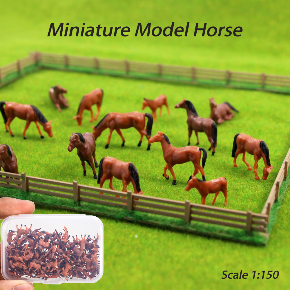 Model Kit Horse - スケール 1:150 ミニチュア馬モデルブラウン ABS 動物のおもちゃ農場砂テーブルシーンレイアウトジオラマキット 25