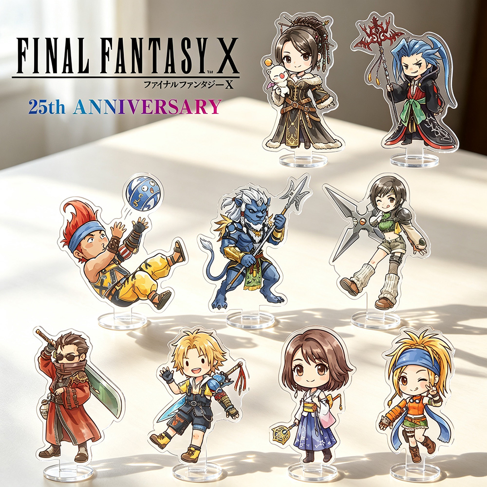 Model Kit Final Fantasy - ファイナルファンタジーX 25周年記念 Qバージョン アクリルスタンドフィギュア ルル・シーモア ワッカ