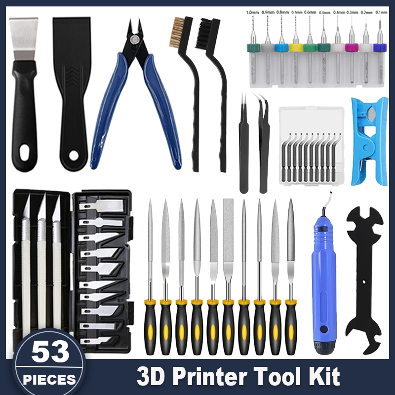 Model Kit Clipper - 3Dプリンターツールキット、FDM/SLAプリンター対応の53個入りアクセサリーセット、ノズルクリーニングツールとスクレーパー付き