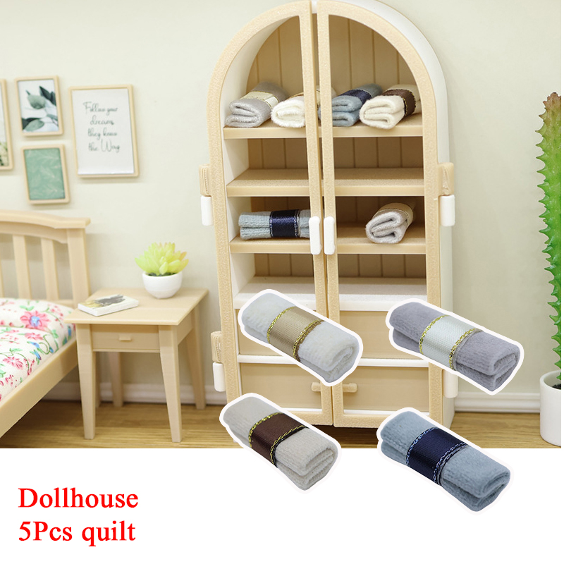 Model Kit House - 5 個 1/12 ドールハウスミニキルトキットモデルドールハウスシミュレーションベッドルーム装飾ドールハウスマイクロリビングシーン装飾飾り