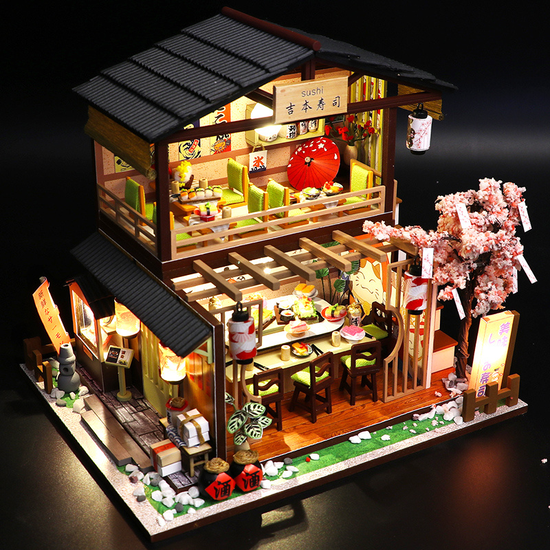 DIY 木製ミニチュアモデルキット日本の寿司屋カーサドールハ - Model Kit House のレビューと価格